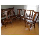 6 Oak T Back Chairs