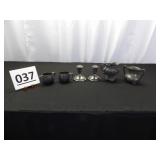 Silver Plate Creamer, Sugar, Candle Sticks