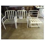 2 Vinyl Strap Chairs & Glider Chair