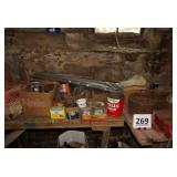 Nails, Screws, Misc. Hardware Items on Bench