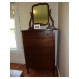 Oak 5 Drawer Highboy Chest w/ Swing Mirror