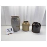 Stoneware Crock Jars - Has come chips on Rims