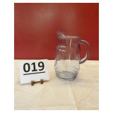 Blue Tint Glass Pitcher w/ Ice Lip 10" h