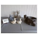 Cement Deer, Ducks, Fox, Bunny Planter