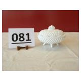 Fenton Hobnail Milk Glass Oval Candy Dish