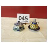 Polish Pottery Trinket Box & Mini Cheese Lady