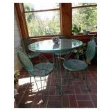 Wrought Iron Table w/ Glass Top & 4 Chairs