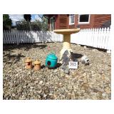 Bird Bath, Bird Houses, Metal Cat Yard Decoration