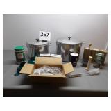 2 Alum Canning Pots, 4 Boxes of Lids & Rings