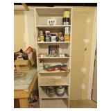 White Wood Shelf Unit w/ Contents