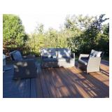 Dark Gray Wicker Style Deck Set w/ Cushions