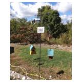 Weather Vane Shepherds Hook w/ 2 Bird Houses
