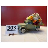 Green Metal Truck w/ Floral Arrangement
