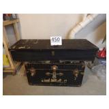 Flat Top Trunk & Wood Fabric Covered Box