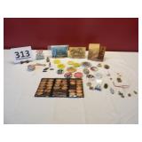 Travel Souvenirs, Buttons, Pins, Pennies