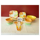 Summer Melamine Dishes, Bowl & Serving Spoons