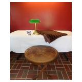 Folding Round Table, Library Light, Brown Throw
