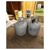 3 Propane Tanks w/ Some Propane