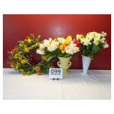 Spring Wreath & Vases w/ Flowers