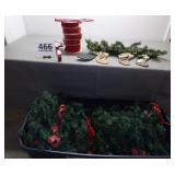 10 Pine Wreaths, Stocking Swag, Ribbon (some new)