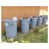 5 Brute Cans Used to Collect Rain Water