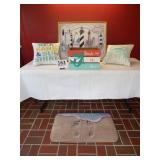 Beach Themed Rug, Pillows, Crate, Framed Puzzle