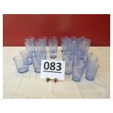 Assortment of Blue Glasses in Different  Sizes