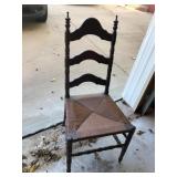 VINTAGE LADDER BACK CHAIR WITH RUSH SEAT