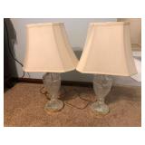 Vintage cut glass and brass table lamps