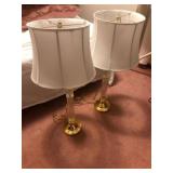 Pair of crystal and brass lamps