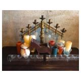 Variety of candle holders and candles