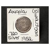 Silver 1952 Angola 10 Escudos