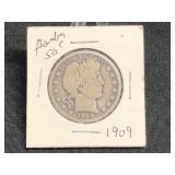 1909-O Barber half dollar