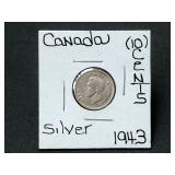 Silver 1943 Canada Dime