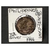 Silver 1944 Philippines 50 Centavos