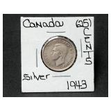 Silver 1943 Canada Dime