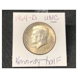 1964-D- UNCIRLATED KENNEDY HALF DOLLAR