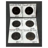 (6) Great Britain Large Cents (1897-1900)