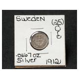 Silver 1912 Sweden 25 Ore