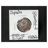 Silver 1882 Spain 1 Peseta