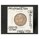 Silver 1925/1931 Afghanistan 1/2 Afghani