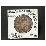 Silver 1936 Saudi Arabia 1 Riyal