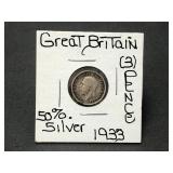 Silver 1933 Great Britain 3 Pence