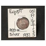Silver 1937 Egypt 10 Piastres