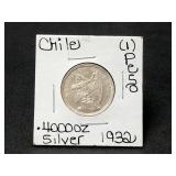 Silver 1932 Chile 1 Peso