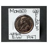 Silver 1947 Monaco 20 Francs