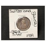 Silver 1939 Switzerland 1 Franc
