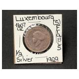 Silver 1929 Luxembourg 5 Francs