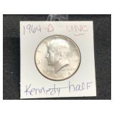 1964-D- UNCIRLATED KENNEDY HALF DOLLAR