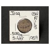 Silver 1959 Iraq 50 Fils